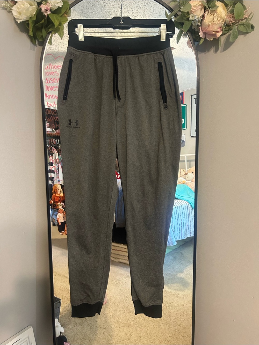 Under Armour Gray Jogger Pants with Black Waistband